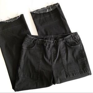 Soft Surroundings Pull On Kick Crop Raw Hem Black Stretch Jeans Womens Medium P